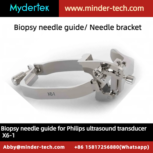 Reusable biopsy needle guide for Philips 4D matrix ultrasound transducer X6-1, needle bracket, biopsy kits