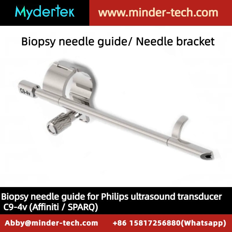 Biopsy needle guide for Philips transvaginal ultrasound transducer C9-4v (Affiniti / SPARQ), needle bracket